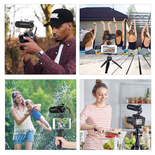COMICA CVM-V30 LITE Video Microphone,Super-Cardioid Condenser On-Camera Shotgun Microphone for Canon Nikon Sony Panasonic DSLR Cameras,Mic for iPhone Android Smartphone with 3.5mm Jack(Black) - color: Black