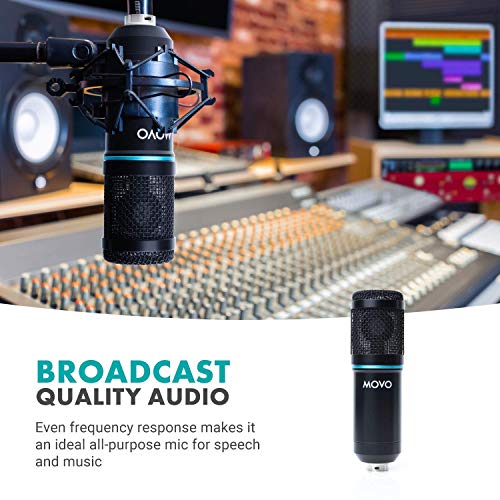 Movo PC-M6 Universal Cardioid Condenser Microphone with XLR and 3.5mm, Shock Mount, and Windscreen - Perfect for Podcasting, Live-Streaming, Gaming, Remote Work