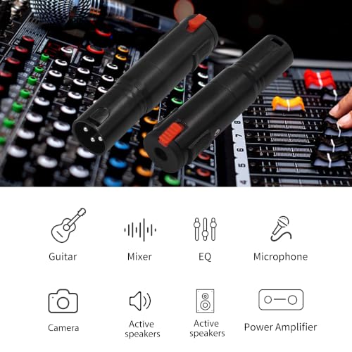 Balanced Lockable 1/4 to XLR Adapter Locking 6.35mm 1/4 Female to 3Pin XLR Male Audio Adapter for Mixing Console Microphone 2pcs