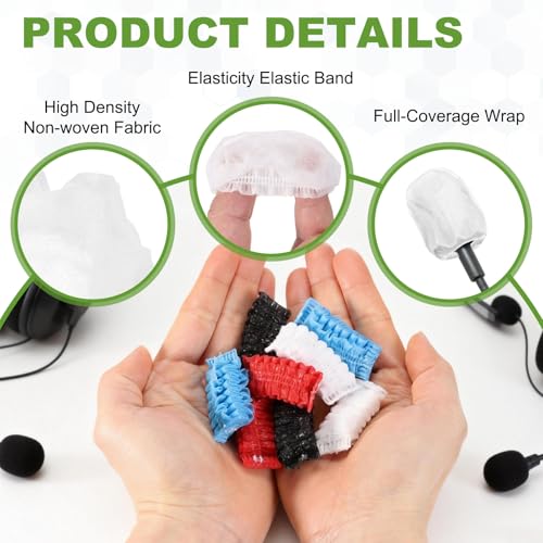MECCANIXITY 50 Pcs Disposable Lapel Headset Microphone Windscreen, Non-Woven Mini Size Lavalier Microphone Windscreen Headset Mic Covers for Hole Ear-Hook Headsets, Lavalier Mic, White - color: White