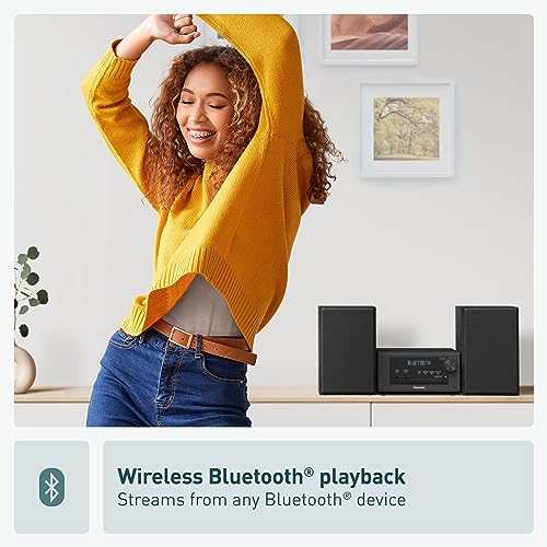 Panasonic Compact Stereo System with CD Player, Bluetooth, FM Radio and USB with Bass and Treble Control, 80W Stereo System for Home with Remote Control - SC-PM700PP-K (Black) - style: 80W Stereo System
