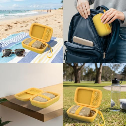 for JBL Go 5/4/3 Ultra Portable Speaker Hard Travel Case, Yellow | Protective Storage Bag with Mesh Pocket & Hand Strap, Shockproof EVA Carrying Box, Soft Lining - color: Yellow Case
