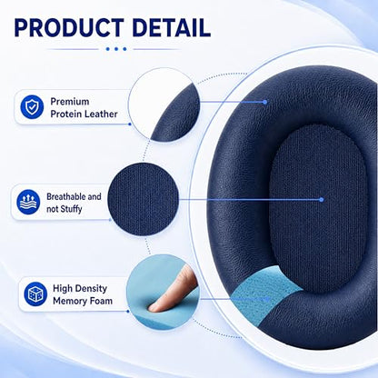Replacement Ear Pads for Sony WH-XB900N/WH-CH710N/WH-CH720N/WH-RF400/MDR-RF895RK Headphones, Extra Thick Ear Cushions with Protein Leather＆Memory Foam - color: Blue