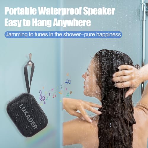 Portable Bluetooth Speaker Waterproof,Mini Shower Speaker,RGB Lights,IPX67 HD Sound Up to 24Hrs Playtime,True Wireless Stereo,Stocking Stuffers for Teens Women Men, White Elephant Gifts - Black
