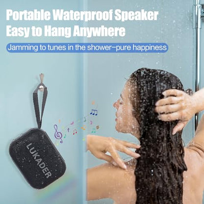Portable Bluetooth Speaker Waterproof,Mini Shower Speaker,RGB Lights,IPX67 HD Sound Up to 24Hrs Playtime,True Wireless Stereo,Stocking Stuffers for Teens Women Men, White Elephant Gifts - Black