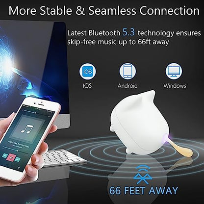 gingo Cute Cat Bluetooth Speaker Mini Wireless Stereo | TWS Pairing, PC Travel - color: White