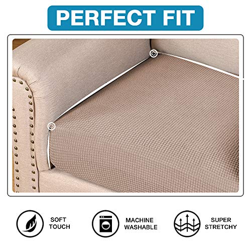 Flamingo P Super Stretch Couch Cushion Cover 1 Pack Individual Seat Slipcover with Elastic Bottom, Machine Washable Furniture Protector (1 Seat Cushion Cover, Sand) - color: Sand, size: 1 Seat Cushion Cover