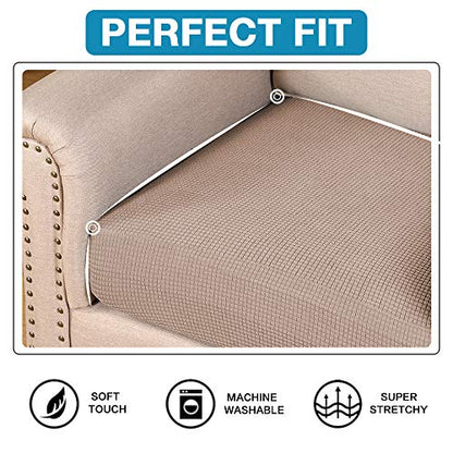 Flamingo P Super Stretch Couch Cushion Cover 1 Pack Individual Seat Slipcover with Elastic Bottom, Machine Washable Furniture Protector (1 Seat Cushion Cover, Sand) - color: Sand, size: 1 Seat Cushion Cover