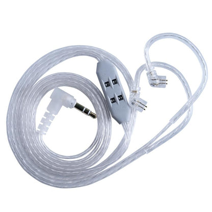 KZ T8 In Ear Monitor Cable, 8-Level Electronic Tuning Cord with Dual-Mic | 1.25m Silver-Plated Wire, Recessed 2-Pin IEM Cables for Gaming Music, Hifi Audio Replaceable Earbuds Cable (Without Mic) - style: No Mic