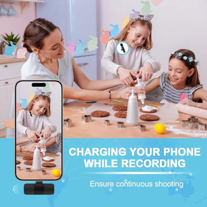 Wireless Microphone for iPhone 17 Pro Max/16/16e/16 Plus, Mini Lavalier Microphone USB C Wireless Lav Mic for Android Samsung S25FE S25 Ultra A17 A16, iPhone Video Recording,Interview,TikTok,YouTube