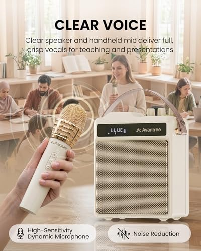 Avantree VoxAmp Duo - Portable Wireless Voice Amplifier Microphone | & Speaker Set for Classroom, Small Events & Parties, USB Recording & Playback, 30W Clear Voice & Rich Sound, 14H Battery