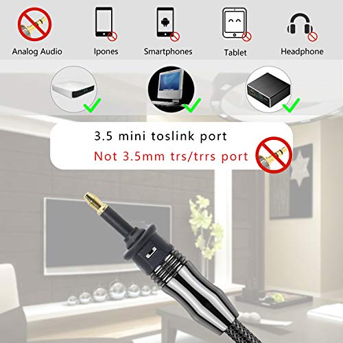 GELRHONR Digital Fiber Optic Toslink to 3.5mm Jack (Mini Toslink),Female to 3.5 mm Mini Male Optical Audio Connector Adapter（3pack）