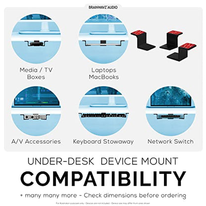 Adhesive Under Desk Laptop Holder Mount, Upto 1.9” / 48mm Thick, For Laptops Macbook Routers Surface iPads Tablets & More, Screw-In & Stick-On - color: Plastic 1.5" Device Mount