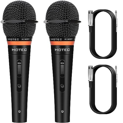 HOTEC Premium Wired Vocal Dynamic Handheld Microphones - Includes 19ft Detachable XLR Cable and ON/Off Switch - 2 Pack, Metal Black - size: H-W0702