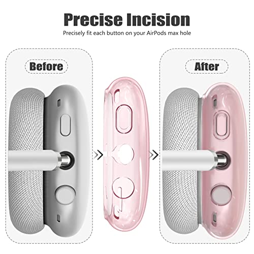 【4 in 1】 Set for Apple AirPod Max Case Cover, Anti-Scratch Ear Pad Covers/Ear Cups Cover/Headband Cover, AirPod Max Covers Accessories for Apple AirPods Max (2020 Lightning /2024 USB-C)-Clear Pink - color: G-Pink