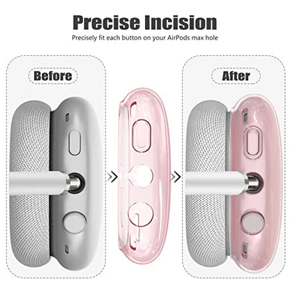 【4 in 1】 Set for Apple AirPod Max Case Cover, Anti-Scratch Ear Pad Covers/Ear Cups Cover/Headband Cover, AirPod Max Covers Accessories for Apple AirPods Max (2020 Lightning /2024 USB-C)-Clear Pink - color: G-Pink