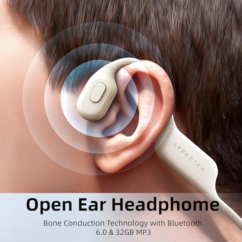 LYPERTEK SoundFree S30 Bone Conduction Swimming Headphones | IP68 waterproof design with 32GB MP3 storage, Bluetooth 6.0 and lightweight fit for phone-free underwater workouts. - color: SOUNDFREE S30-Beige