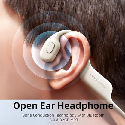 LYPERTEK SoundFree S30 Bone Conduction Swimming Headphones | IP68 waterproof design with 32GB MP3 storage, Bluetooth 6.0 and lightweight fit for phone-free underwater workouts. - color: SOUNDFREE S30-Beige