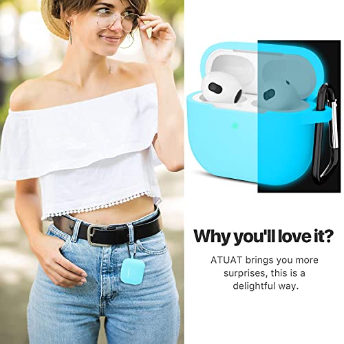 Compatible with AirPods 3 Case, Protective Silicone Cover for AirPods 3rd Generation Case 2021, Wireless Charging - Fluorescent Blue - color: C-Fluorescent Blue