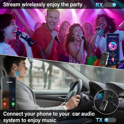 Bluetooth 5.4 Transmitter Receiver for 2 AirPods or BT Devices, Wireless Adapter for Flight, TV, PC and Gym, Switch, Bluetooth Wireless Transmitter with Dual Link AptX Adaptive/Low Latency/HD Audio