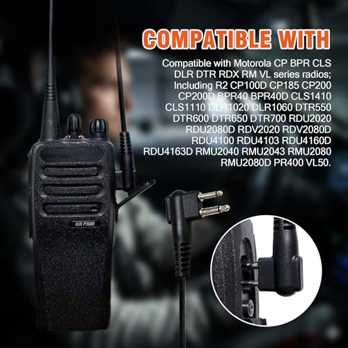 Walkie Talkie Over The Ear Headset Noise Reduction Earmuff Headphone Earpiece with Ptt Boom Mic for Motorola 2 Pin Radio CLS 1110 1410 cp200 cp185 cp100d dlr 1060(Big Earmuffs) (Binaural)