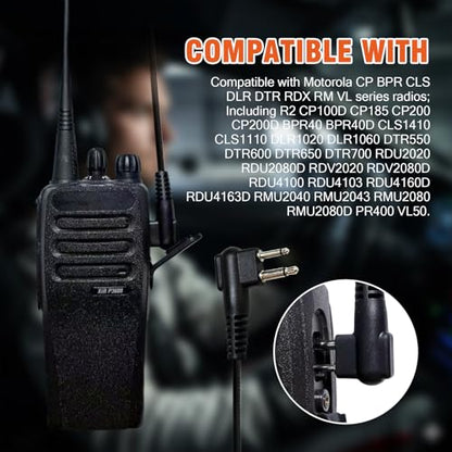 Walkie Talkie Over The Ear Headset Noise Reduction Earmuff Headphone Earpiece with Ptt Boom Mic for Motorola 2 Pin Radio CLS 1110 1410 cp200 cp185 cp100d dlr 1060(Big Earmuffs) (Binaural)