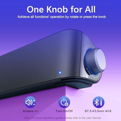 Nylavee Computer Speakers with Subwoofer, 2.1 PC Soundbar, Bluetooth 5.4 | 60W Peak Power, AC Adapter Powered with 3.5mm AUX for Desktop PCs, Laptops and Monitors