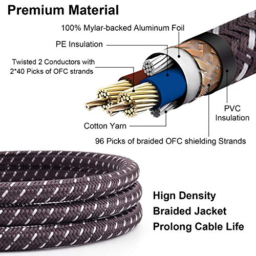 XLR Cables Braided 10 Feet 2 Pack | Anti-tangling Durable Premium Microphone Cables 3 Pin XLR Male to Female Patch Cords - size: 2-Pack 10Ft