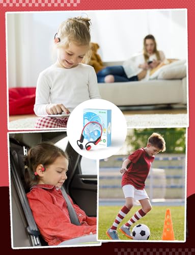 iClever OWS01 Kids Bluetooth Headphones, Air Conduction Open Ear Headphones | SafeSound Tech, Clear Audio Bluetooth 5.4, 360° Bending Ultra-Light Kids Wireless Headphones for Travel/School/Sports/Outdoor - color: Red & Black