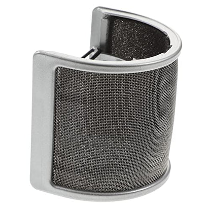 Microphone Pop Filter Silver Metal Mesh Screen for Singing Use | Elastic Band and Inner Rubber Ring, Layered Plastic Cotton Metal Build, Easy to Assemble, Suited to Speech