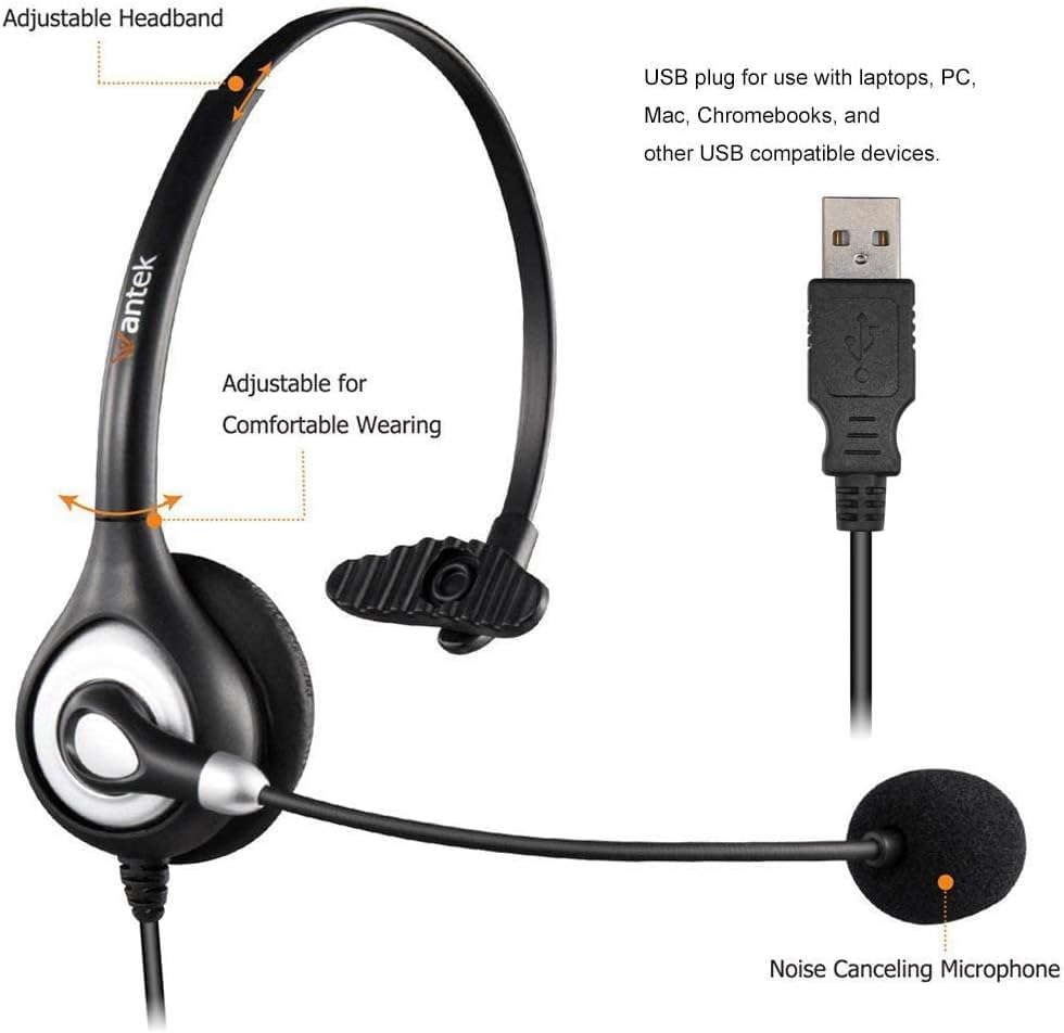 Wantek USB Headset with Microphone Noise Cancelling and in-line Controls, PC Headphone for Skype SoftPhone UC Business Call Center, Crystal Clear Chat, Super Lightweight, Ultra Comfort (UC600) - color: Purple