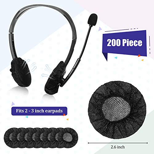 BBTO 200 Pieces Disposable Headphone Ear Cover Non-Woven Sanitary Earpad Covers for Most On Ear Headphones(S, 6.5 cm/ 2.6 inch,Black) - color: Black, size: S (6.5 cm)