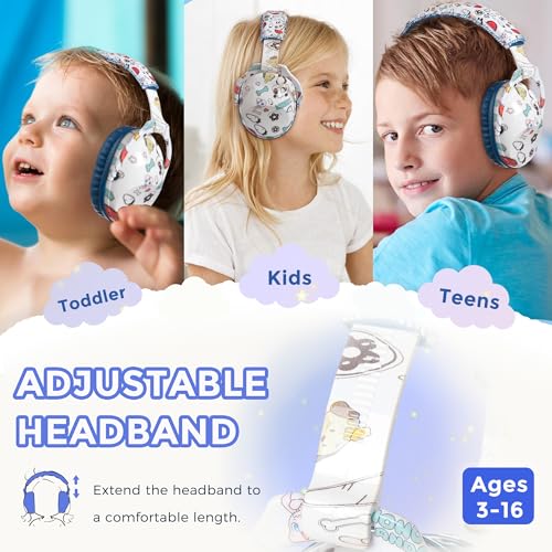 Kids Ear Protection Safety Ear Muffs, NRR 25dB Noise Reduction Children Earmuffs, Hearing Protectors for Sleeping, Studying, Airplane, Concerts, Fireworks-Panda with Blue Band - color: Blue Band Panda