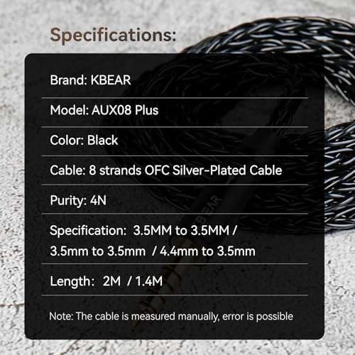 keephifi 4.2ft 3.5mm Replacement Audio Cable for Beats - KBEAR Male to Male Braided 4N OFC Stereo Jack Cable, Aux Cord for Solo2 Solo3/Sony WH 1000xm5 WH-1000XM5/Car Home Stereo/Tablet/Speaker - size: 1.4m, style: 3.5 to 3.5