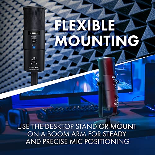 M-Audio Uber Mic | Professional USB Microphone With Switchable Polar Patterns and Integrated Headphone Output, black