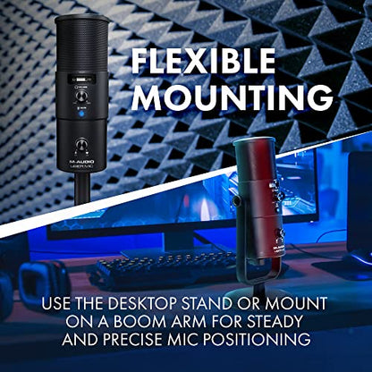 M-Audio Uber Mic | Professional USB Microphone With Switchable Polar Patterns and Integrated Headphone Output, black