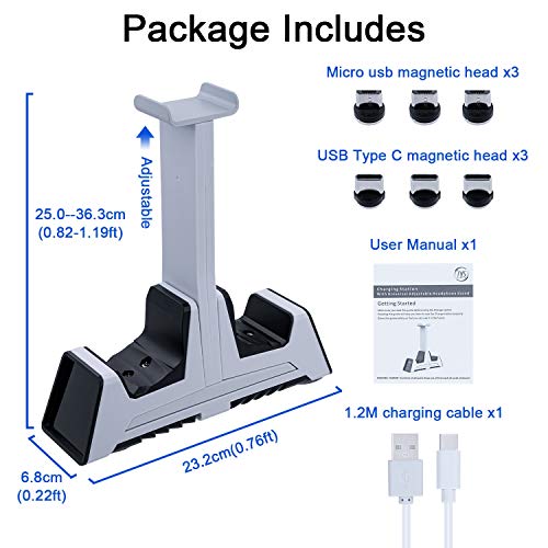 Mcbazel Dual Charging Station with Headset Holder for PS5, Fast Charging Dock with LED Indicator for PS5/ PS4/ Switch Pro/Switch2/ Xbox One/Xbox One Slim/Xbox Elite/Xbox Series X&S Controllers