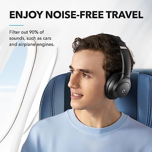 Soundcore by Anker Q20i Hybrid Active Noise Cancelling Headphones, Renewed | Over-Ear, Bluetooth, 40H ANC Playtime, Hi-Res, Big Bass, Transparency Mode, Customize via App, Travel, Home, Office - color: BLACK