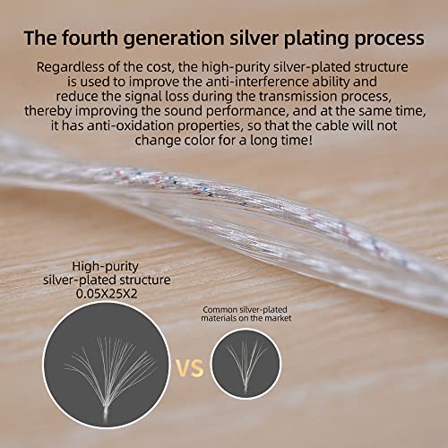KZ in-Ear Headphones Silver Plated Upgrade Cable Detachable Replacement Cord with 2 pin 0.75mm Replacement Earphone / Earbuds Audio Cable Compatile with (B Pin (KZ-ZST/ZS10/AS10/BA10/ES4/ZSR/AS06))