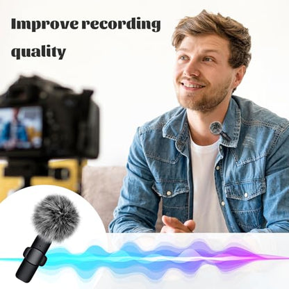 Mini Wireless Furry Windscreen Covers, 5 Pcs Furry Windscreen Muff Lavalier Microphone Wind Screen Muffs Pop Filter Noise Reduction for Wind and Ambient Noise Improve Mic Audio Quality (Grey)