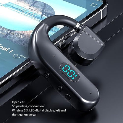 Bluetooth Headset, Noise Cancelling Single Ear Earpiece, Hands Call Earphones with Built in Mic for Driving Business Office, 300mAh Battery (Blue)