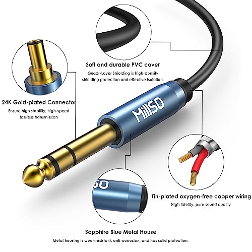 1/4 to 3.5mm Headphone Adapter TRS 6.35mm 1/4 Male to 1/8 Female | Stereo Audio Jack Adapter for Amplifiers, Guitar, Keyboard Piano, Home Theater, Mixing Console, Headphones - 12 inch / 30 CM - color: Blue, size: 1 FT