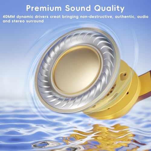 Candy Bila Wired Kids Headphones with Microphone, 85dB Safe Volume | Volume Limiter 85/94dB, HD Stereo Sound, Microphone and Wired Control,Foldable Design, Gradient Brown and Yellow - color: Gradient Brown and Yellow