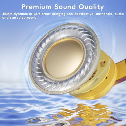 Candy Bila Wired Kids Headphones with Microphone, 85dB Safe Volume | Volume Limiter 85/94dB, HD Stereo Sound, Microphone and Wired Control,Foldable Design, Gradient Brown and Yellow - color: Gradient Brown and Yellow