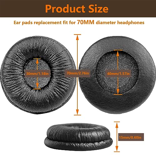 Ear Pads Replacement 70MM Ear Cushions for Sony Headphones, 2 Pack | Earpads Compatible with Sony MDR-ZX110 ZX110NC ZX310 ZX330BT WH-CH500 CH510 CH520 V150 V250 JBL Tune 510BT 500BT 450BT 660NC