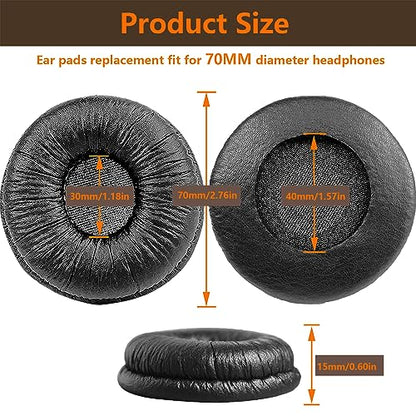 Ear Pads Replacement 70MM Ear Cushions for Sony Headphones, 2 Pack | Earpads Compatible with Sony MDR-ZX110 ZX110NC ZX310 ZX330BT WH-CH500 CH510 CH520 V150 V250 JBL Tune 510BT 500BT 450BT 660NC