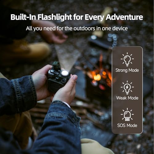 Muzen Upgraded Wild Mini 3.0 Outdoor Portable Wireless Bluetooth Speaker with FM Radio, Phone Charger/15H Playtime/IPX5 Waterproof/3 Mode Flashlight, Rugged Gear for Man Camping/Hiking/Travel(Black) - color: Dark Black