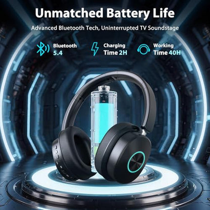 Wireless Headphones for TV Watching, TV Headphones Wireless for Seniors with 3 Audio Modes, Bluetooth Headphone with Transmitter Charging Base, No Delay Over Ear Headset, Gifts for Parents/Elderly