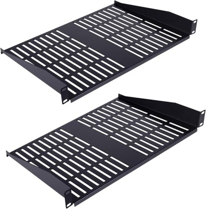 2PCS 1U Server Rack Shelf, Suitable for 19" Network Equipment Racks and Cabinets, Ventilated Cantilever Tray, Depth of 14 inches, Well-Ventilated (14") - size: 14"