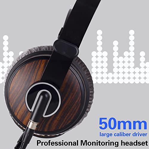 lotoraia HiFi Music Studio Monitor Headphones - 50mm Drivers Unit and 3.5mm/6.35mm Jack, Wired Over Ear Headphones for Music, DJ Mixing, Audiophile and AMP Computer Recording